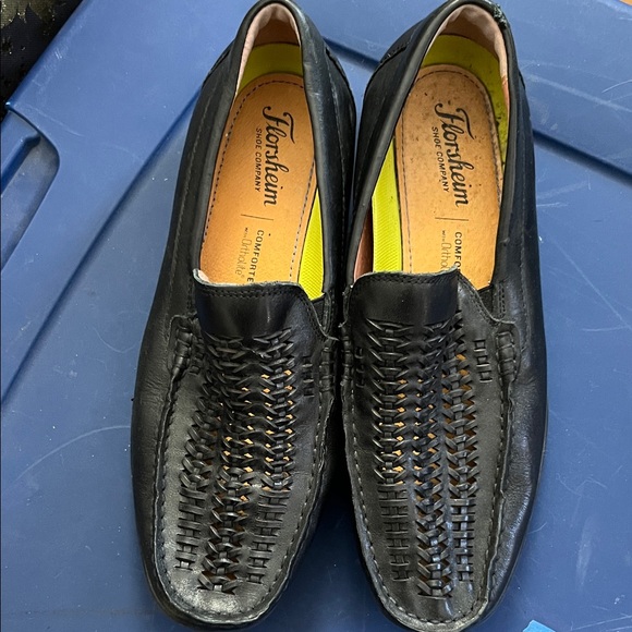 Hush Puppies Black Woven Leather Slip-Ons
